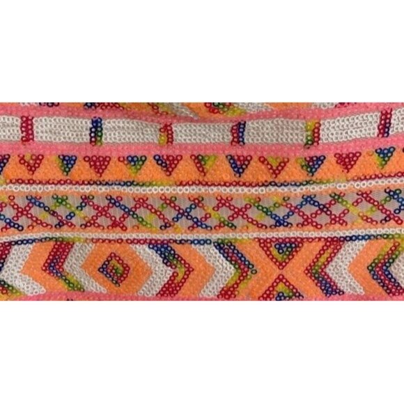 Miami Pink Sequins Aztec Design Sleeveless Top Size Medium - Picture 12 of 12